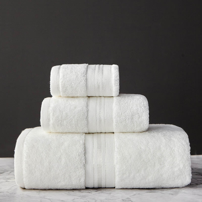 Towels: Thick Cotton Bath Towel Set Towel Sets-Solid Color