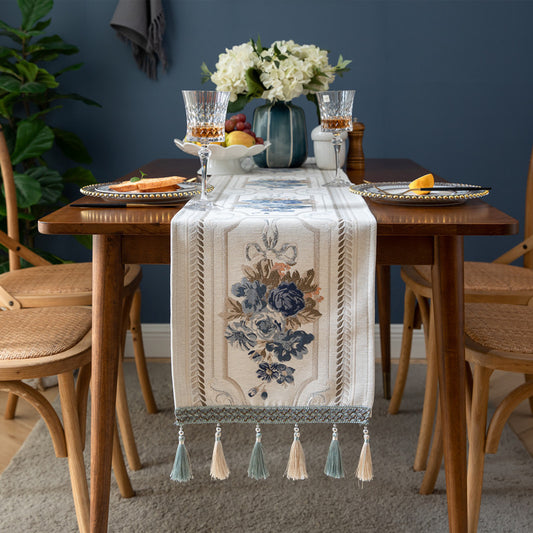 Table Linens: Floral Chenille Table Runner