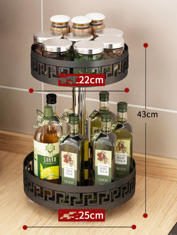 Multi-Tier Kitchen Black Turntable Storage Rack