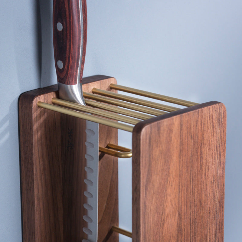 Walnut Wall-Mount Knife Block