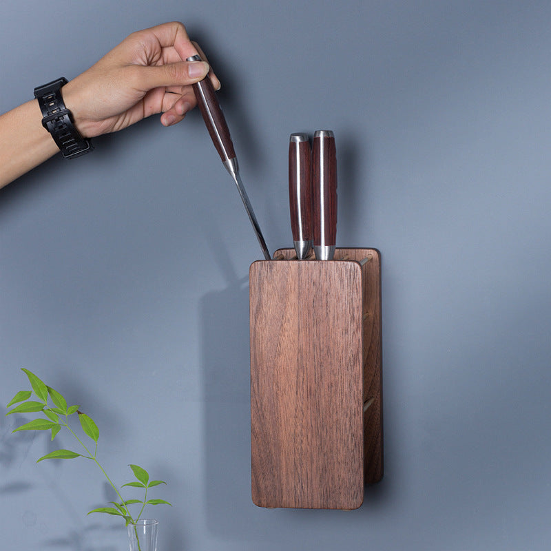 Walnut Wall-Mount Knife Block