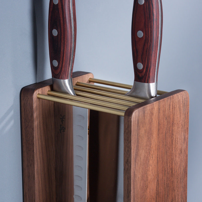 Walnut Wall-Mount Knife Block