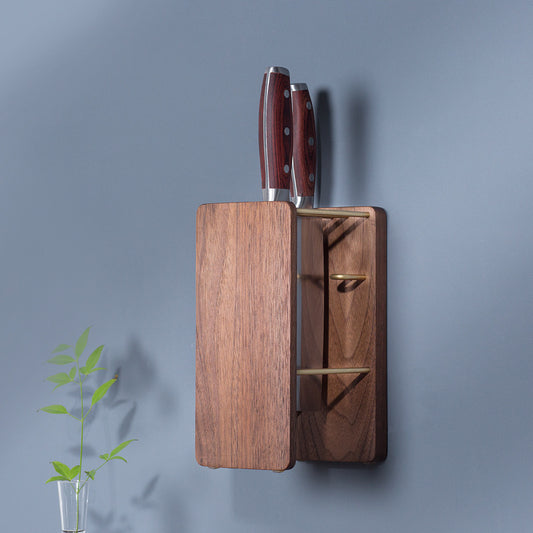 Walnut Wall-Mount Knife Block