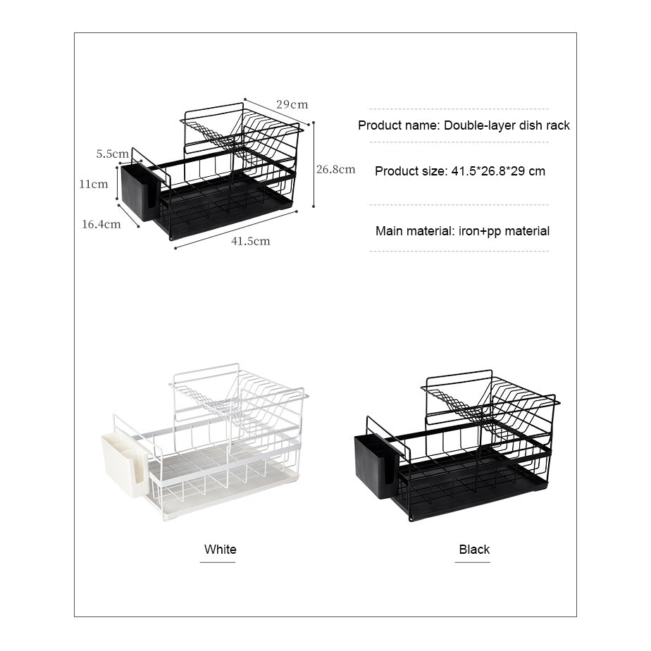 2-Tier Metal Dish Drain Rack