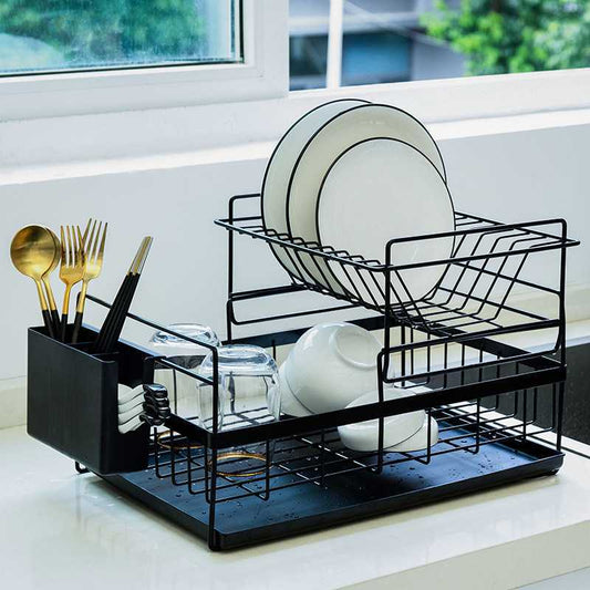 2-Tier Metal Dish Drain Rack