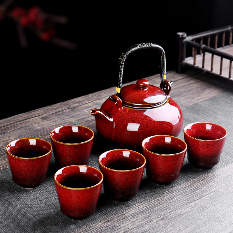 Ceramic Kung Fu Lifting Beam Tea Set