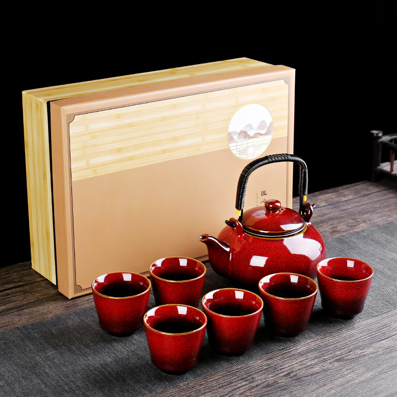 Ceramic Kung Fu Lifting Beam Tea Set