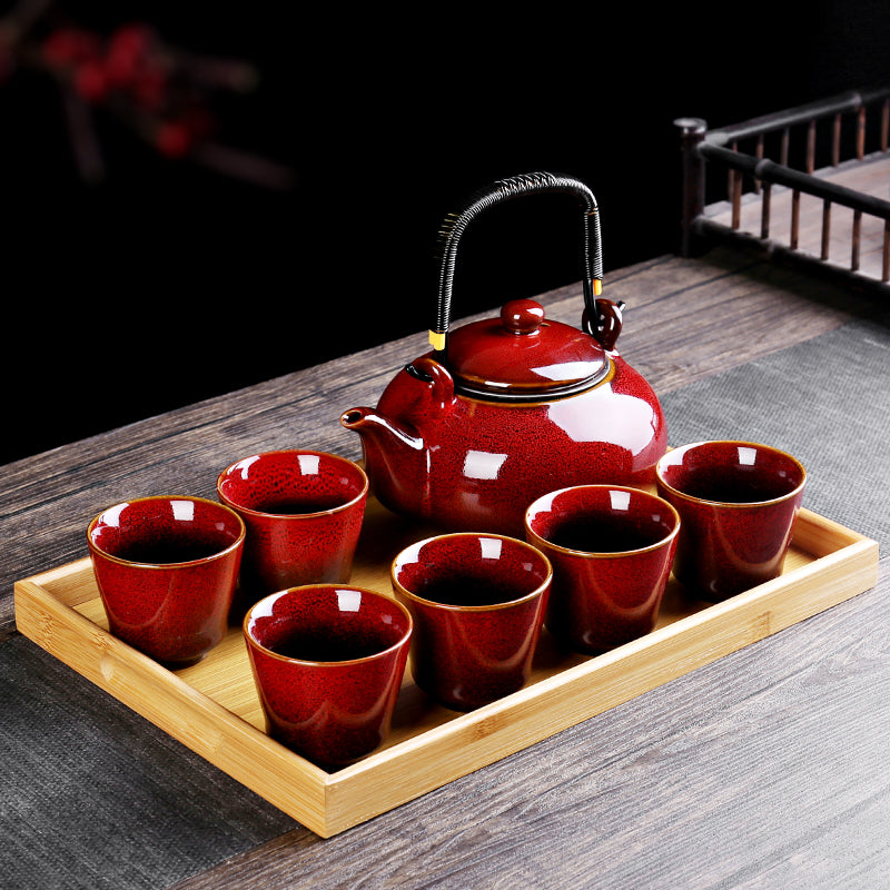 Ceramic Kung Fu Lifting Beam Tea Set