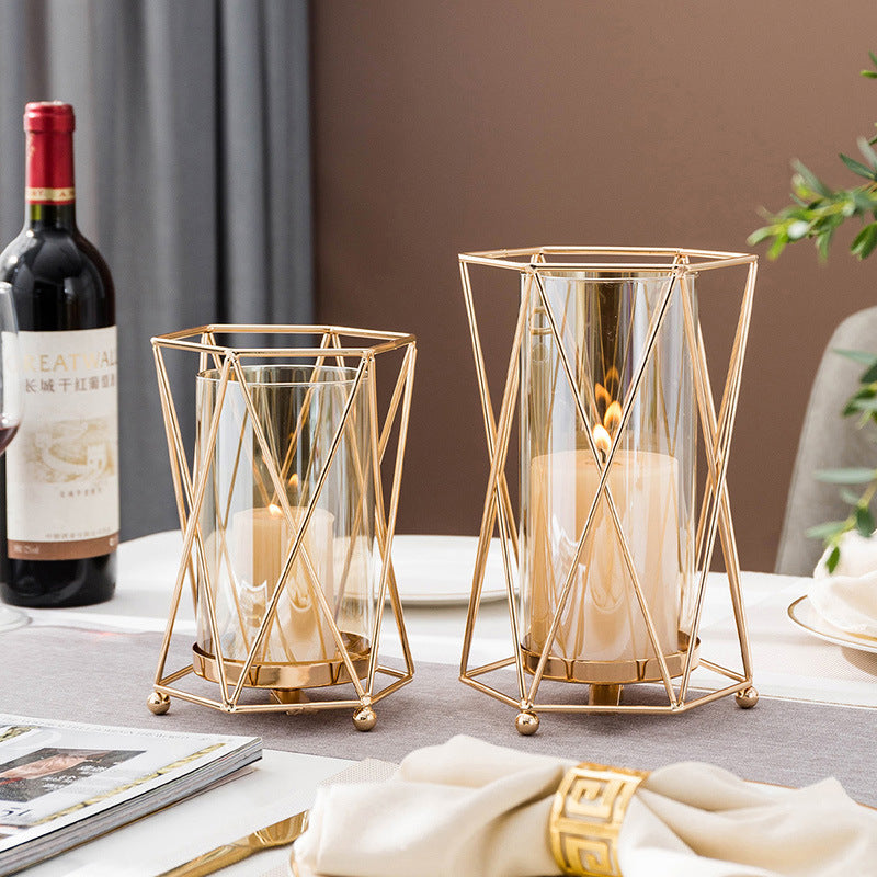 Candle Holder-European Style Glass & Metal
