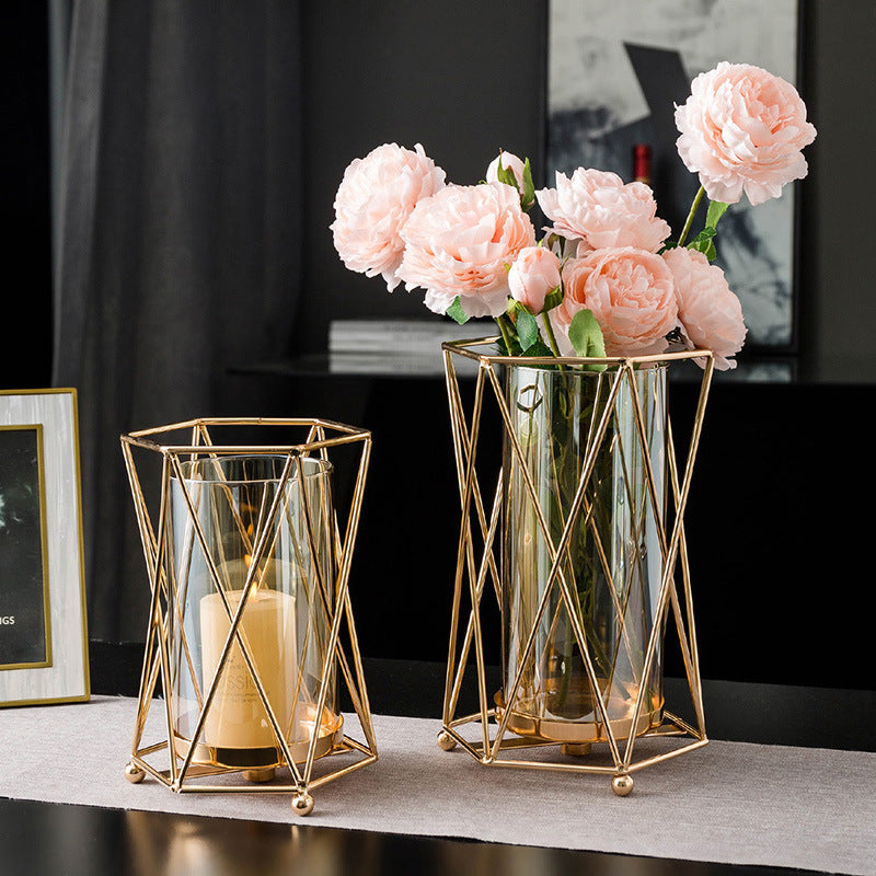 Candle Holder-European Style Glass & Metal