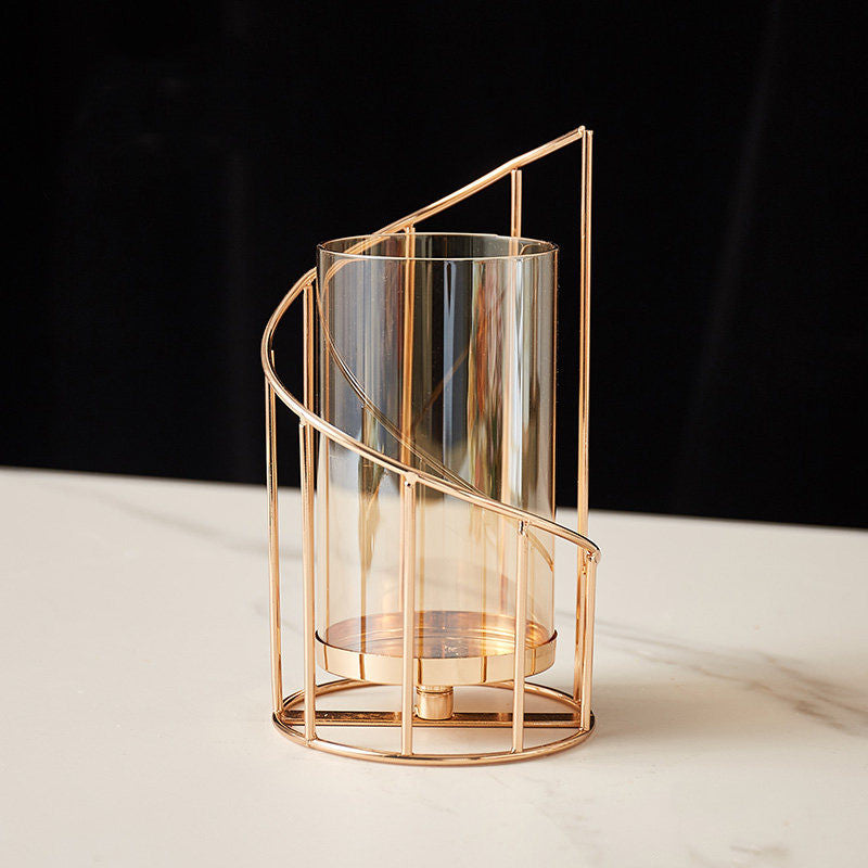 Candle Holder-European Style Glass & Metal