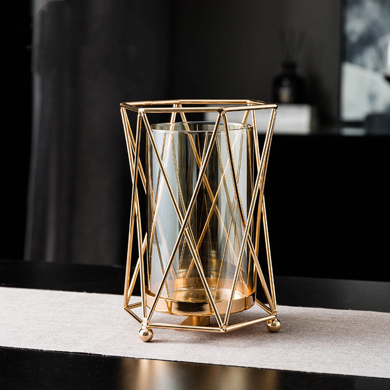 Candle Holder-European Style Glass & Metal