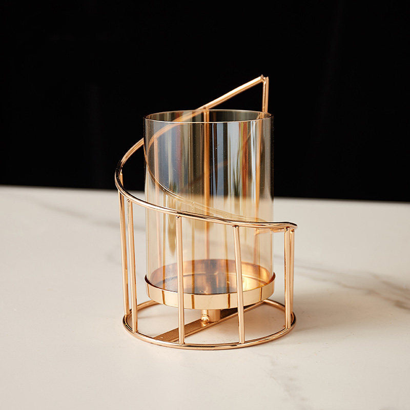 Candle Holder-European Style Glass & Metal