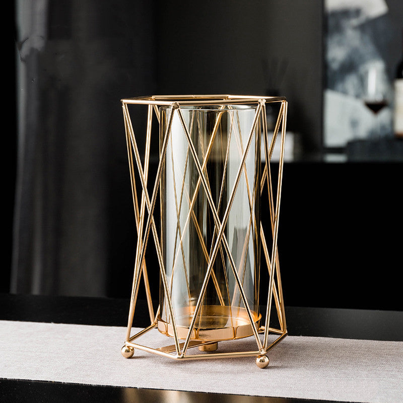 Candle Holder-European Style Glass & Metal
