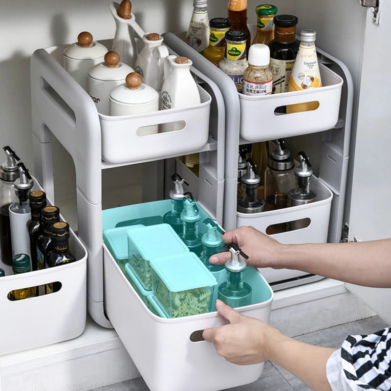 Two-Tier Cabinet Storage Pull-Out Organizer