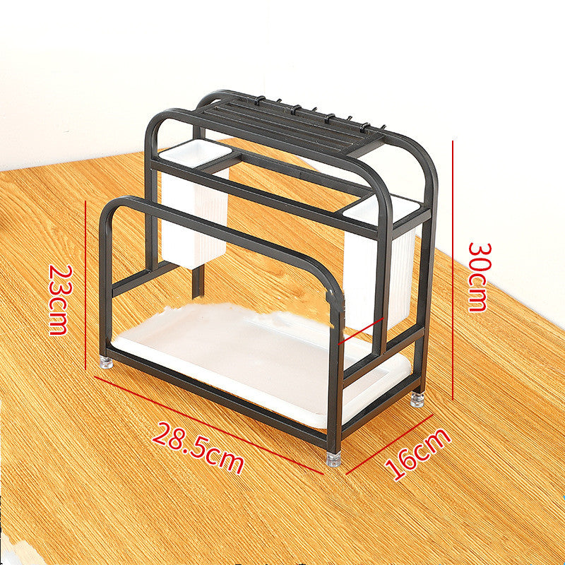 Multi-Function Stainless Steel Square Tube Storage Caddy for Knives, Cutting Board and more