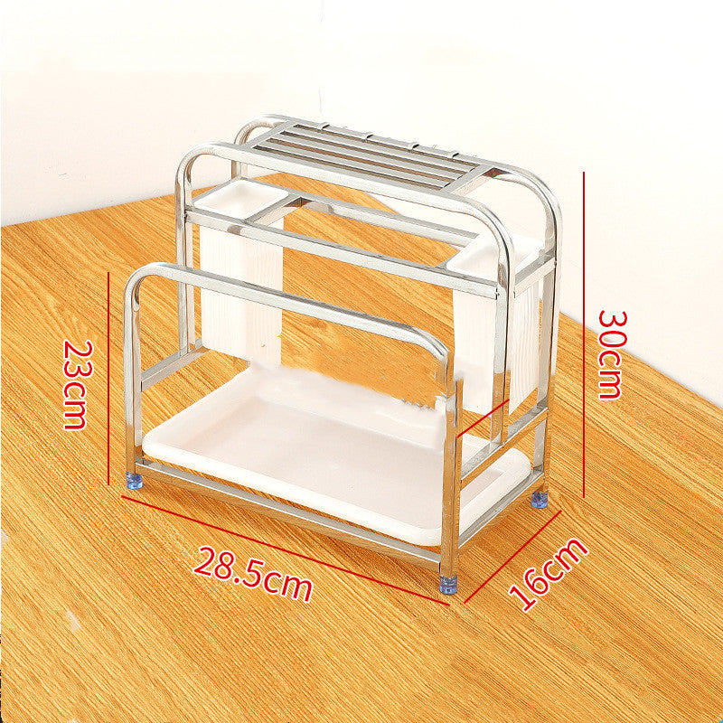 Multi-Function Stainless Steel Square Tube Storage Caddy for Knives, Cutting Board and more