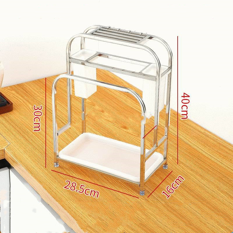 Multi-Function Stainless Steel Square Tube Storage Caddy for Knives, Cutting Board and more