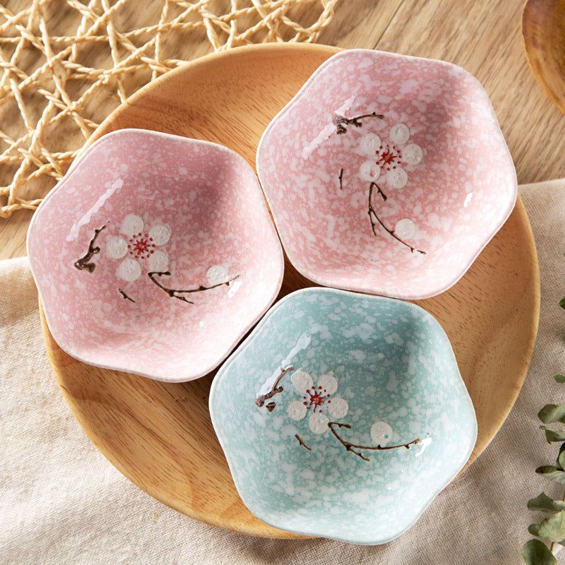 Japanese Ceramic Plum Blossom Sauce Dish