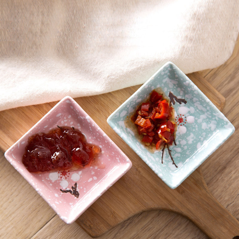 Japanese Ceramic Plum Blossom Sauce Dish