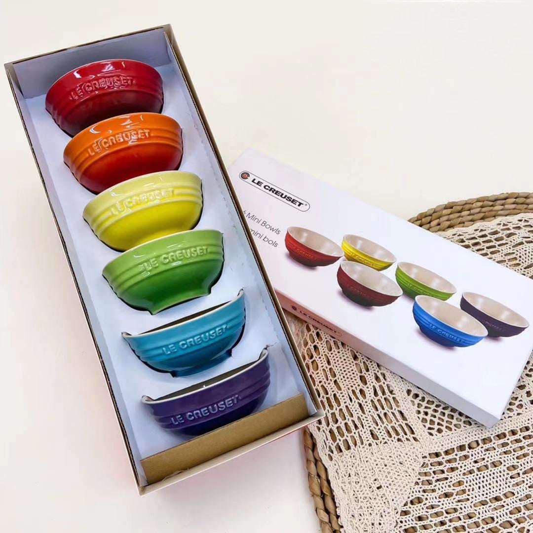 6PC Le Creuset Rainbow Stoneware Bowl Set