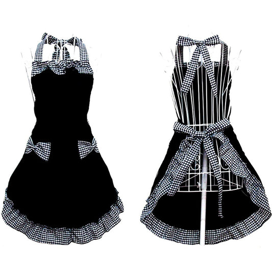 Ruffles & Bows Short Black Apron