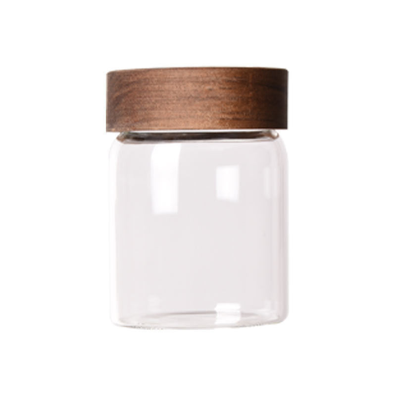 Clear Glass Jar with Wooden Lid