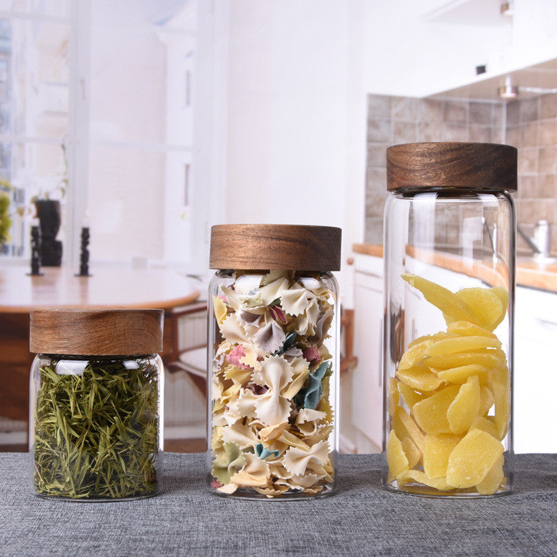 Clear Glass Jar with Wooden Lid