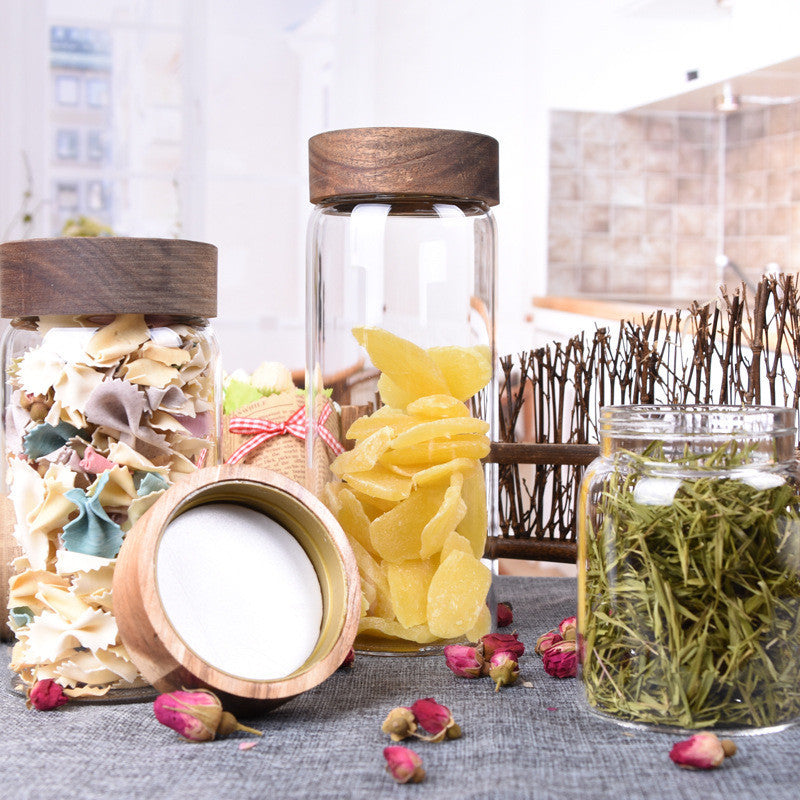 Clear Glass Jar with Wooden Lid