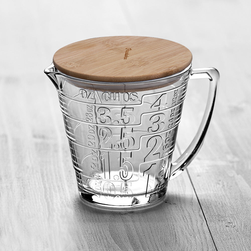 Kitchenware: Glass Embossed  Measuring Cup & Lid