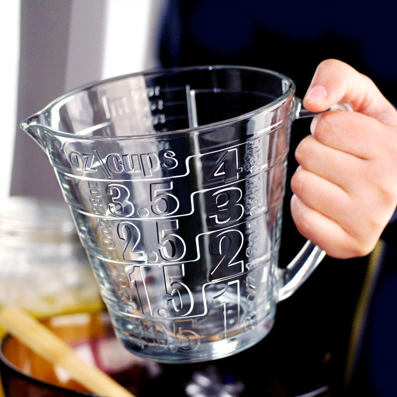 Kitchenware: Glass Embossed  Measuring Cup & Lid