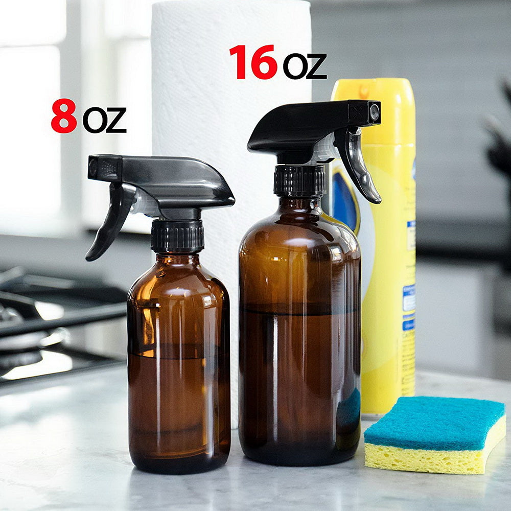 Amber Boston Round Glass Bottle with Spray Top 500ml