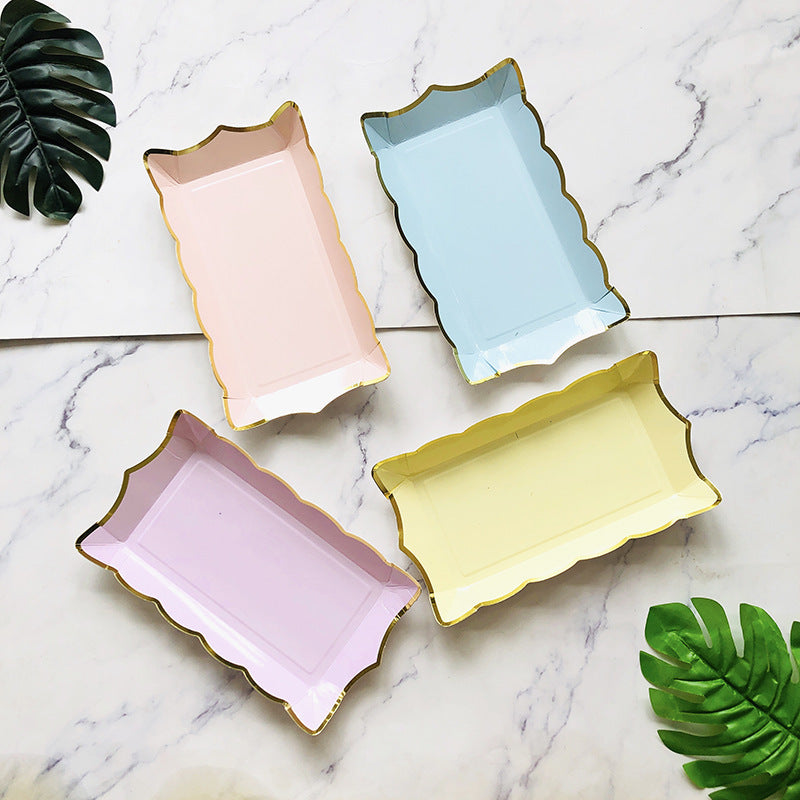 4PC Rectangular Paper Dessert Trays