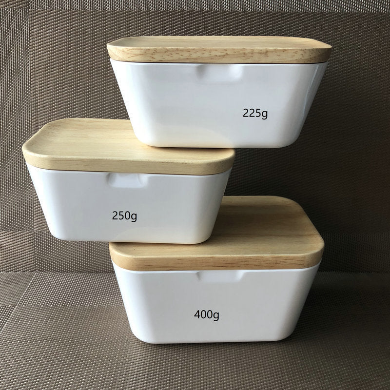 Ceramic Butter Box w Bamboo Lid