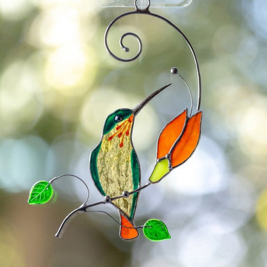 Hummingbird Stained Glass Suncatcher