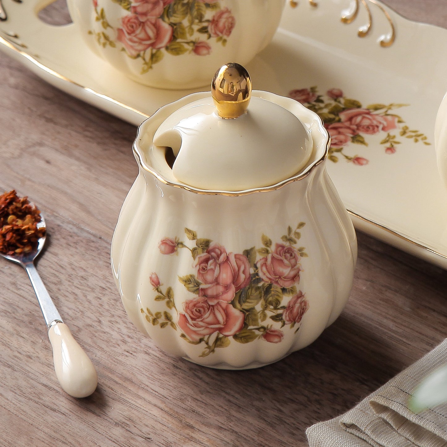 Tableware: 3PC Ceramic Jar-Tray Set