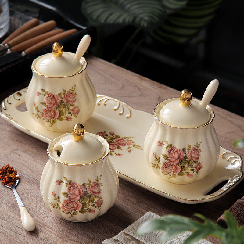 Tableware: 3PC Ceramic Jar-Tray Set