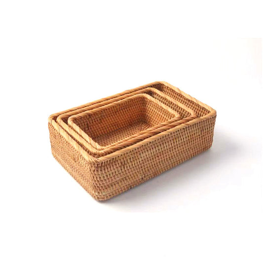 Nested Small Rattan Storage Baskets