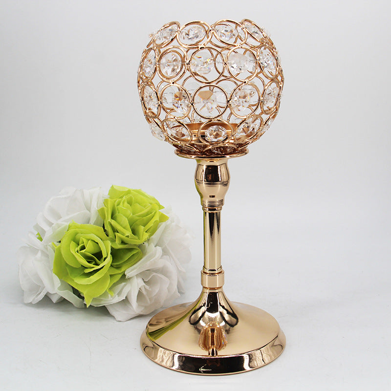 Candle Holder-Golden Crystal