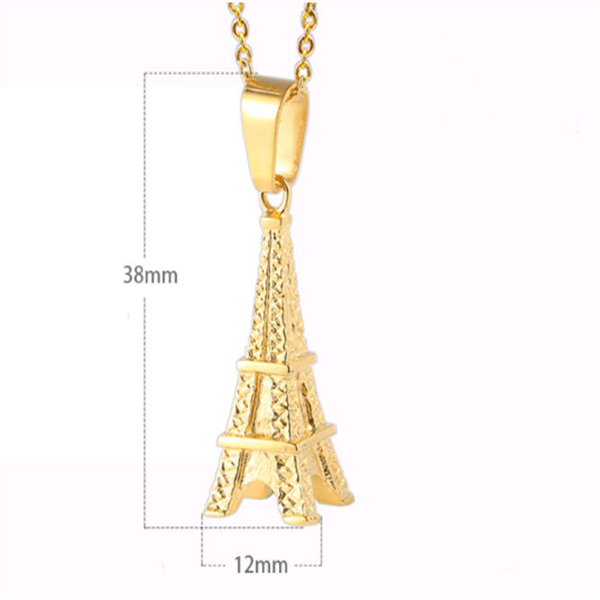 Jewelry: Eiffel Tower Titanium Steel Necklace