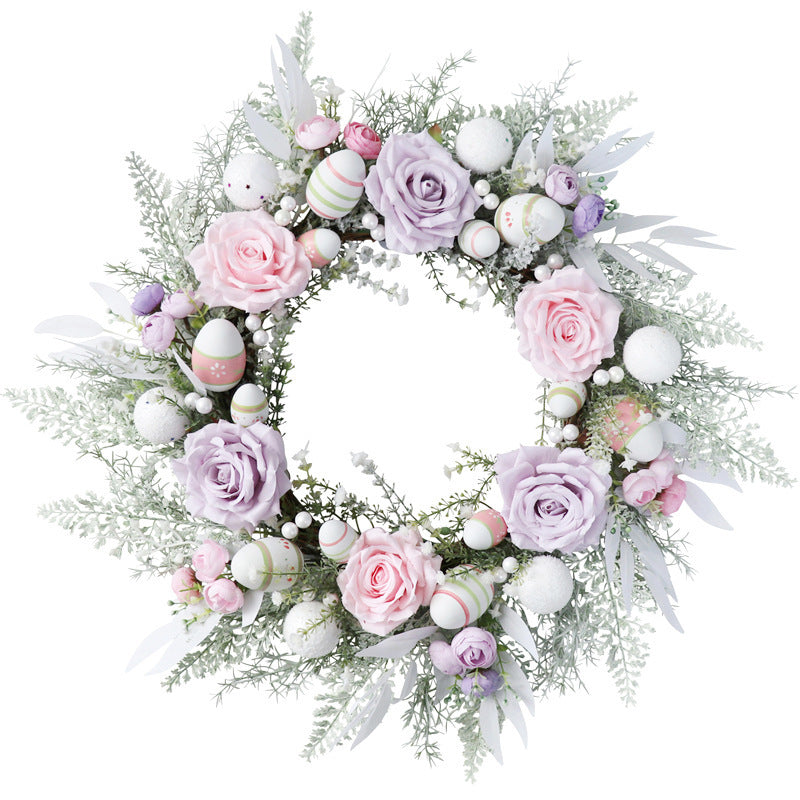 Easter Eggs & Roses Silk Wreath