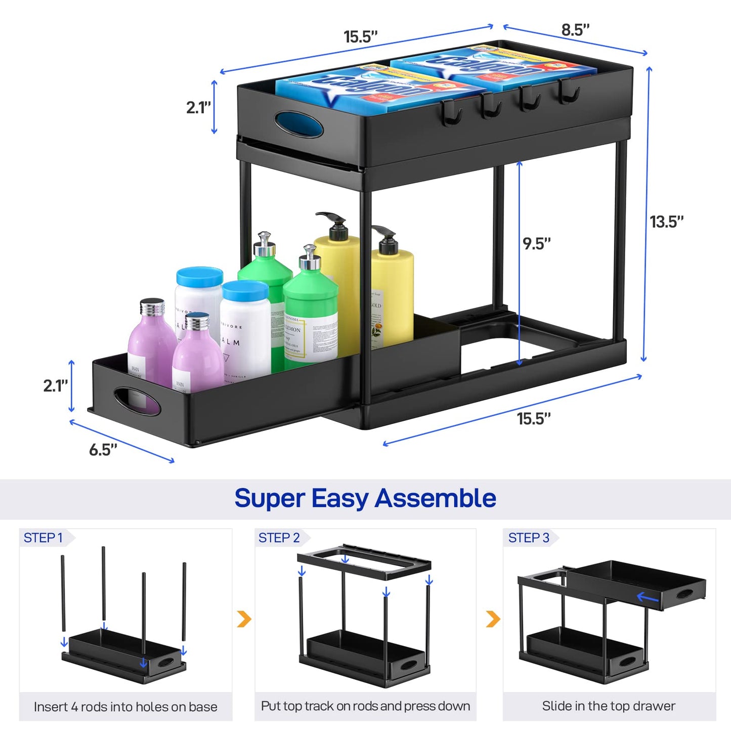 2-Tier Sliding Cabinet Under Sink Pullout Organizer