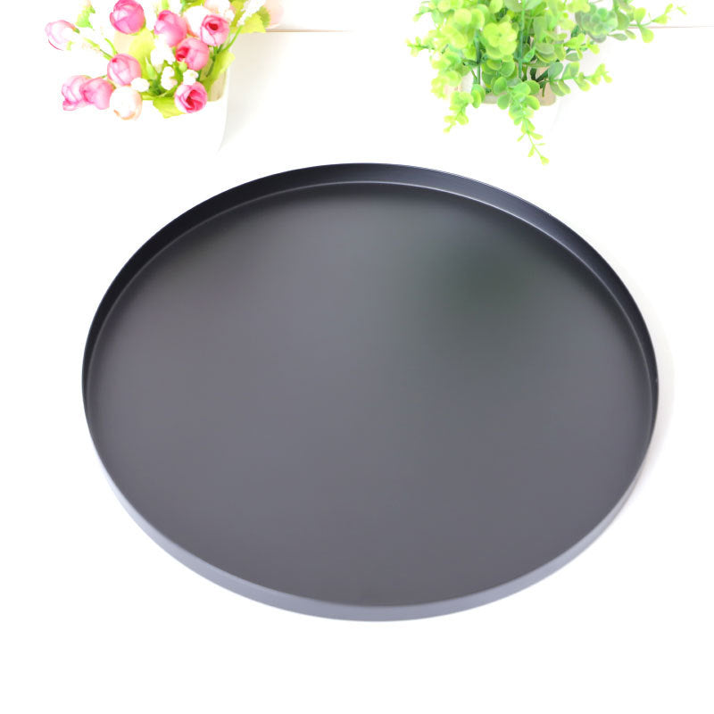 Black Stainless Steel Round Organizer Tray-Serving Tray
