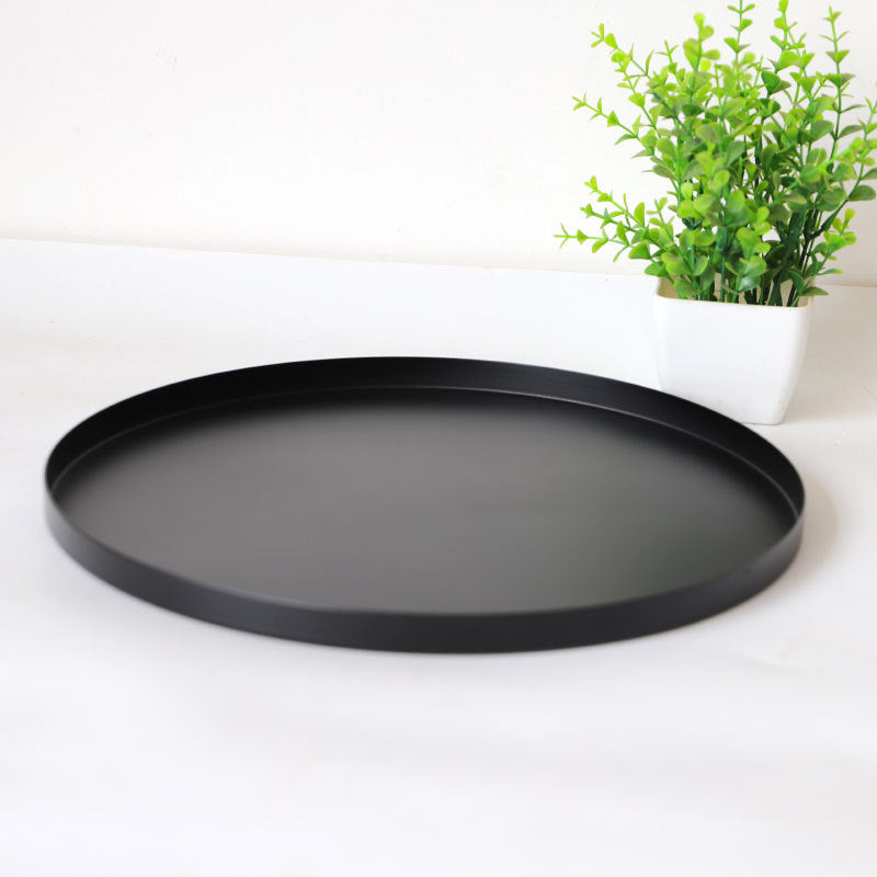 Black Stainless Steel Round Organizer Tray-Serving Tray