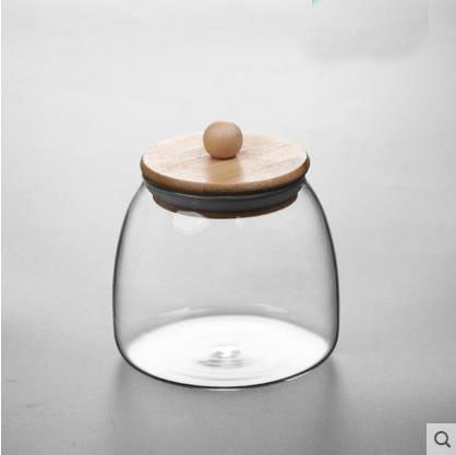 Chinese Glass Tea Jars with Airtight Wooden Lids
