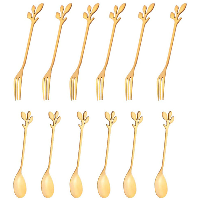 Leaf Design Stainless Steel Dessert, Coffee, Tea, Chocolate Utensils