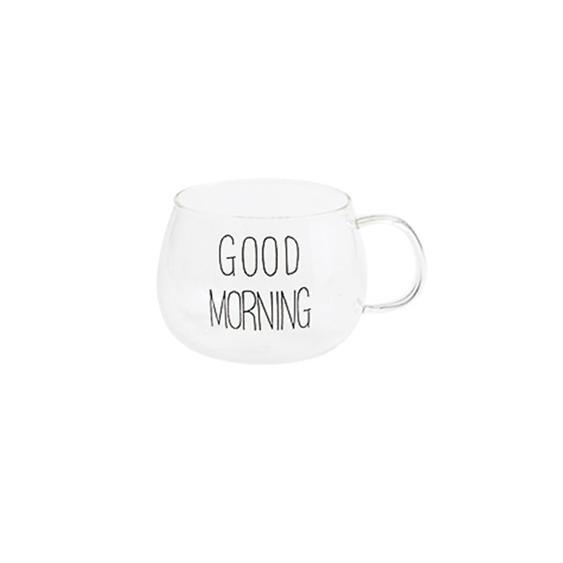 Tableware: "Good Morning" Clear Glass Mug with Handle