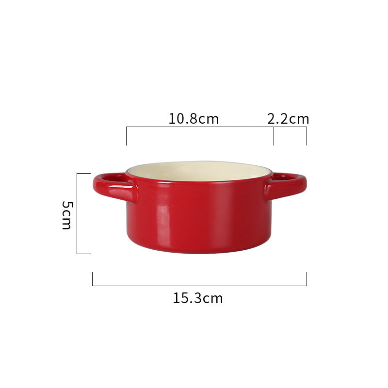 Ceramic Single Serving Bowl with Handles and Lid