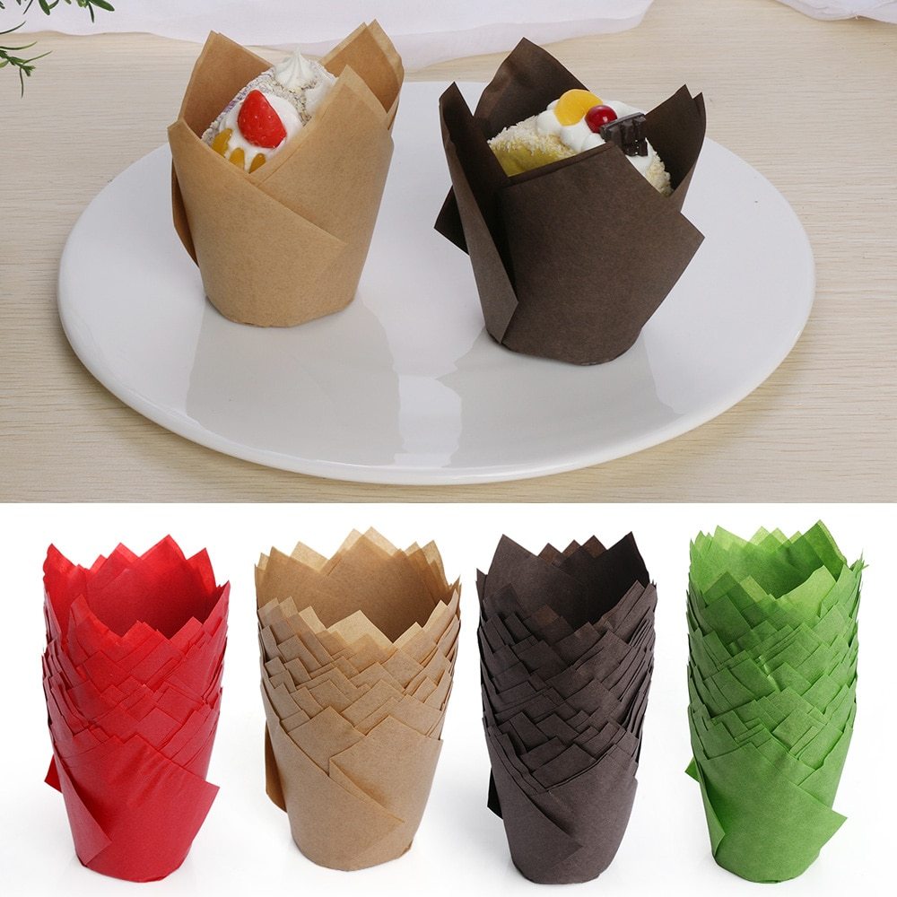 50PC Paper Tulip Cupcake Liners-Muffin Cups