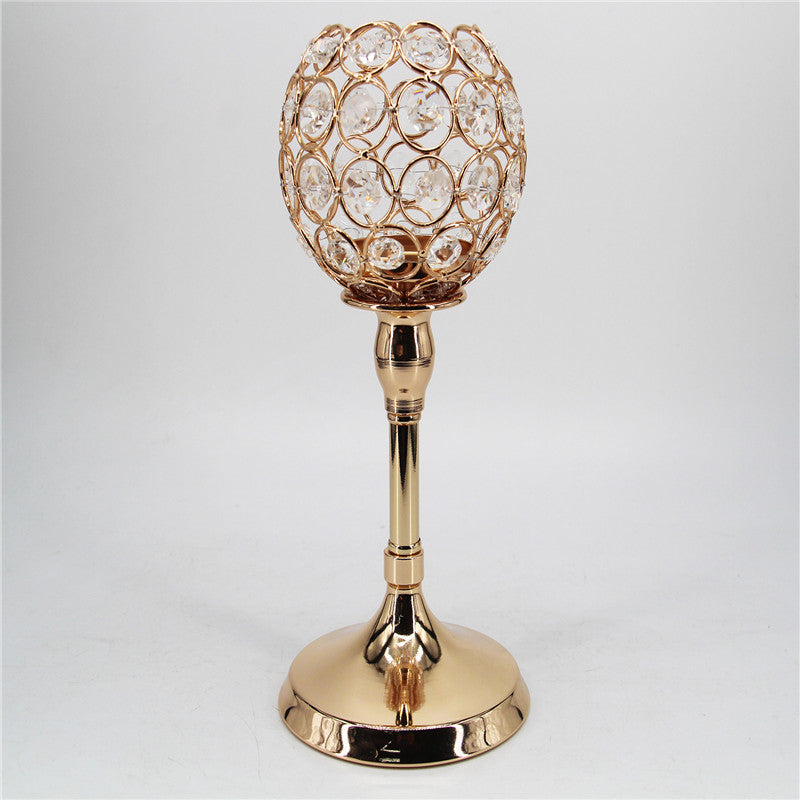 Candle Holder-Golden Crystal